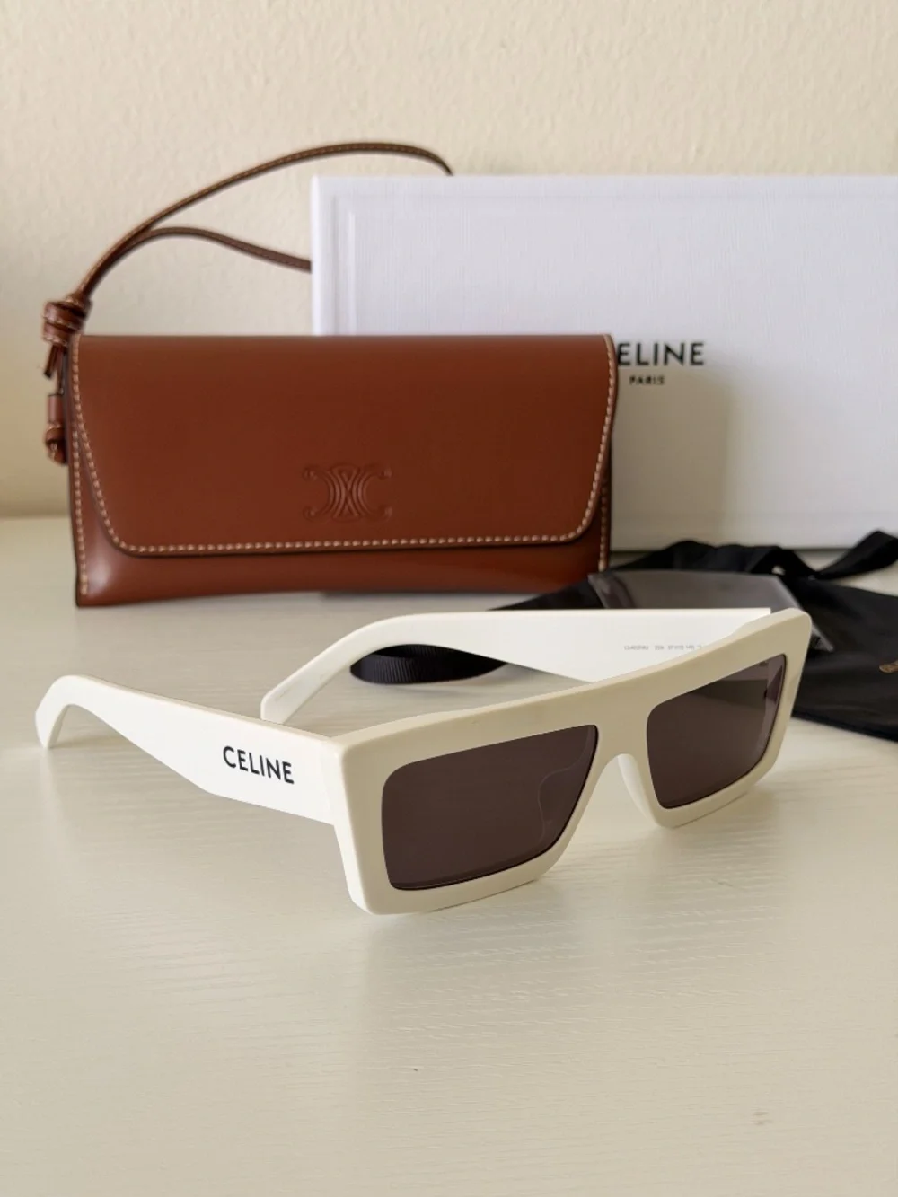 NEW CELINE Unisex White Sunglasses CL40214U 25A Authentic